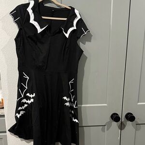 Black Dress with White Bat and Web Design